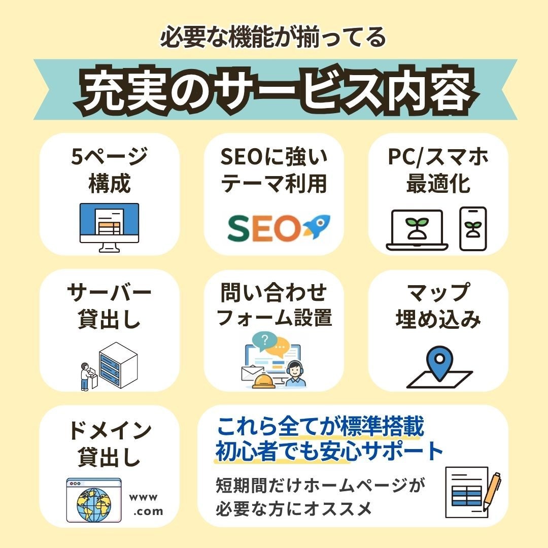 サーバー不要！格安・期間限定ホームページ作ります 行政申請・開業準備に！サーバー・ドメイン貸出しで作成します イメージ2