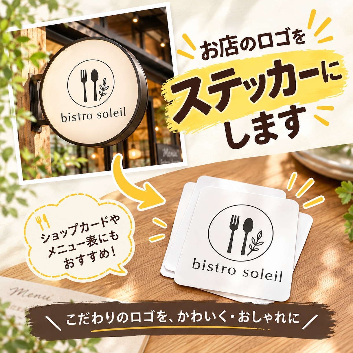 お店のロゴをステッカーにして納品します 手頃な価格で集客やブランディングに活かせます♪ イメージ1