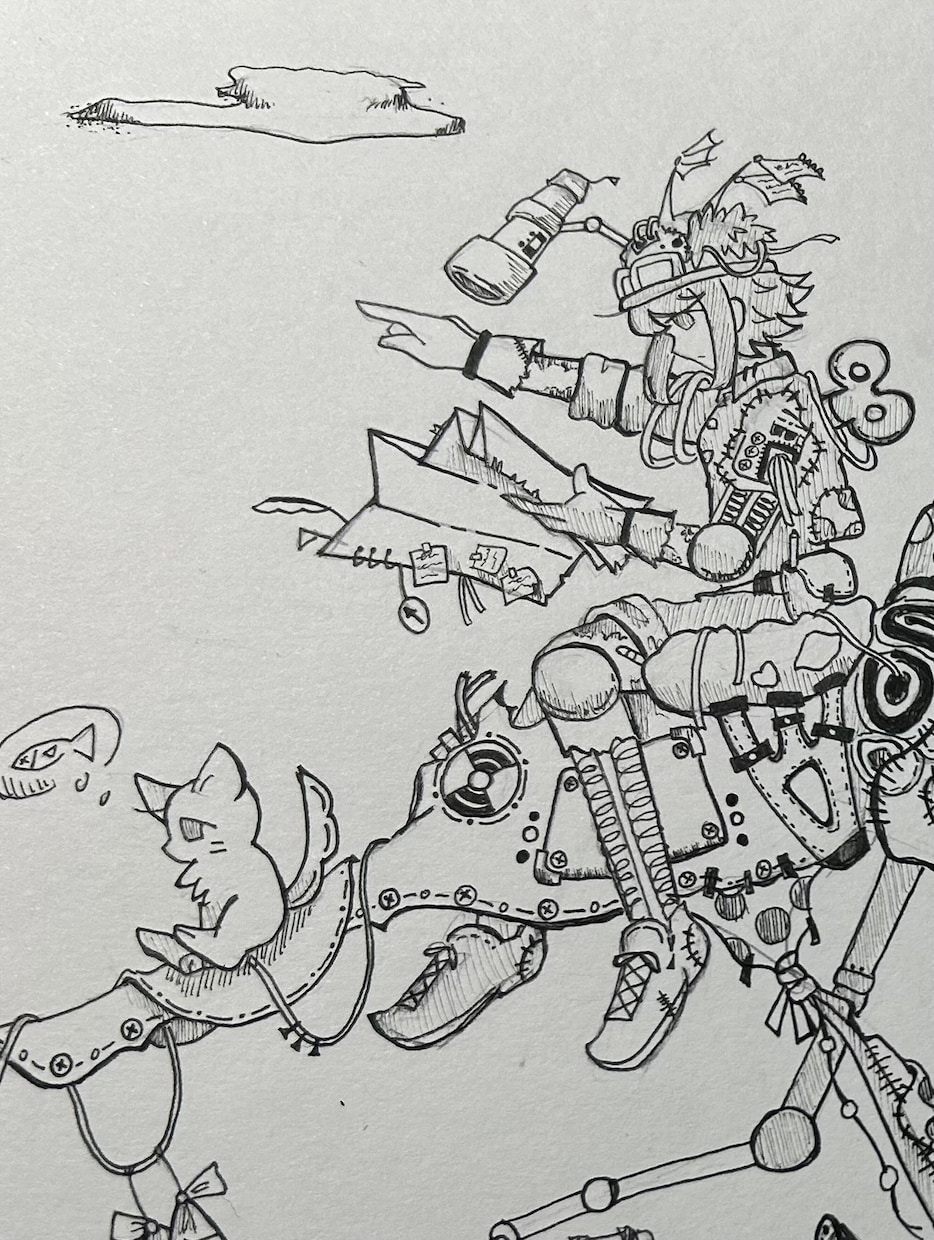 好きなものを詰め込んだ手描きイラストを描きます 少し不思議な世界観の手書きイラストを描きます。 イメージ1