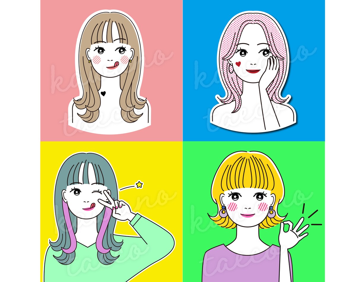 おしゃれでポップ！かわいいアイコンお作りします 商用利用可★表情やポーズ違いもセットで作成できます！ イメージ3
