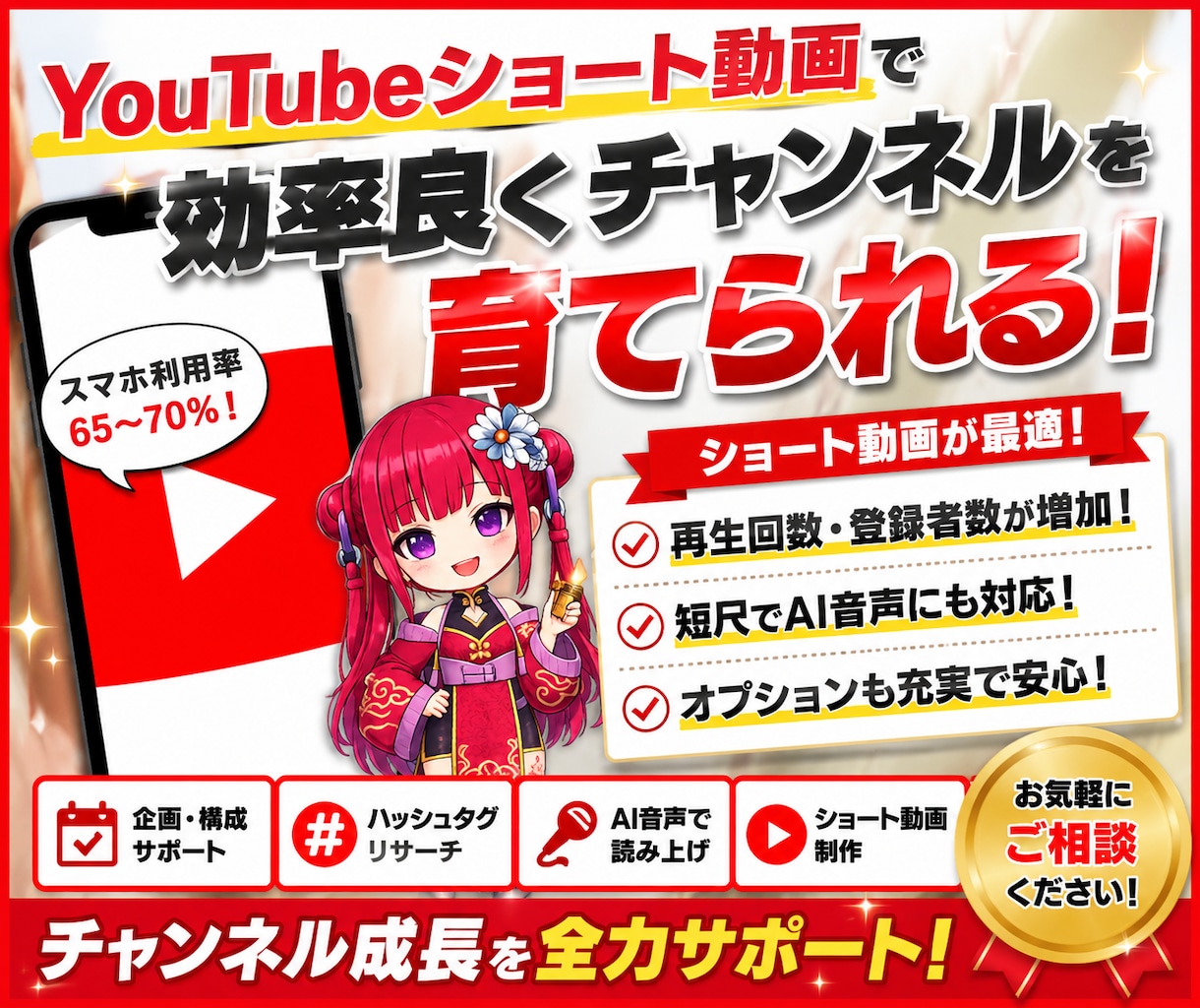 ご指定の画像からYouTubeショートを作成します ショート動画で視聴者＆再生回数を稼ぎたいあなたへ イメージ1
