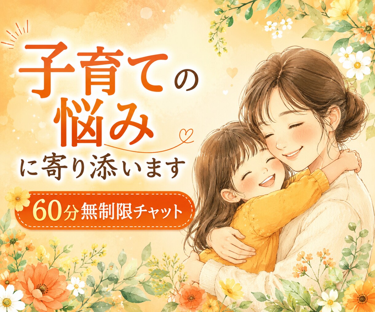 60分チャット！あなたの子育ての悩みに寄り添います 子育て中のママが、ちょっと心が軽くなる時間をお届けします☘️ イメージ1