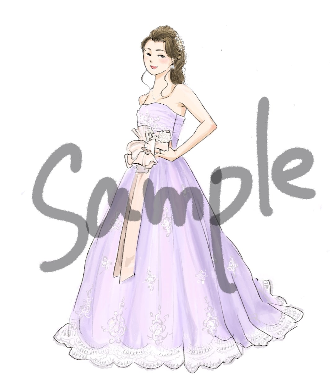 ウエディング・ドレス・カップルイラストかきます 結婚式や前撮り、ふたりの思い出などのイラストをかきます イメージ3