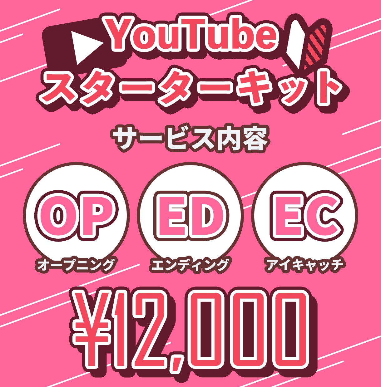 OP・ED・アイキャッチの3点を制作いたします このスターターキットでクオリティUPしましょう！ イメージ1