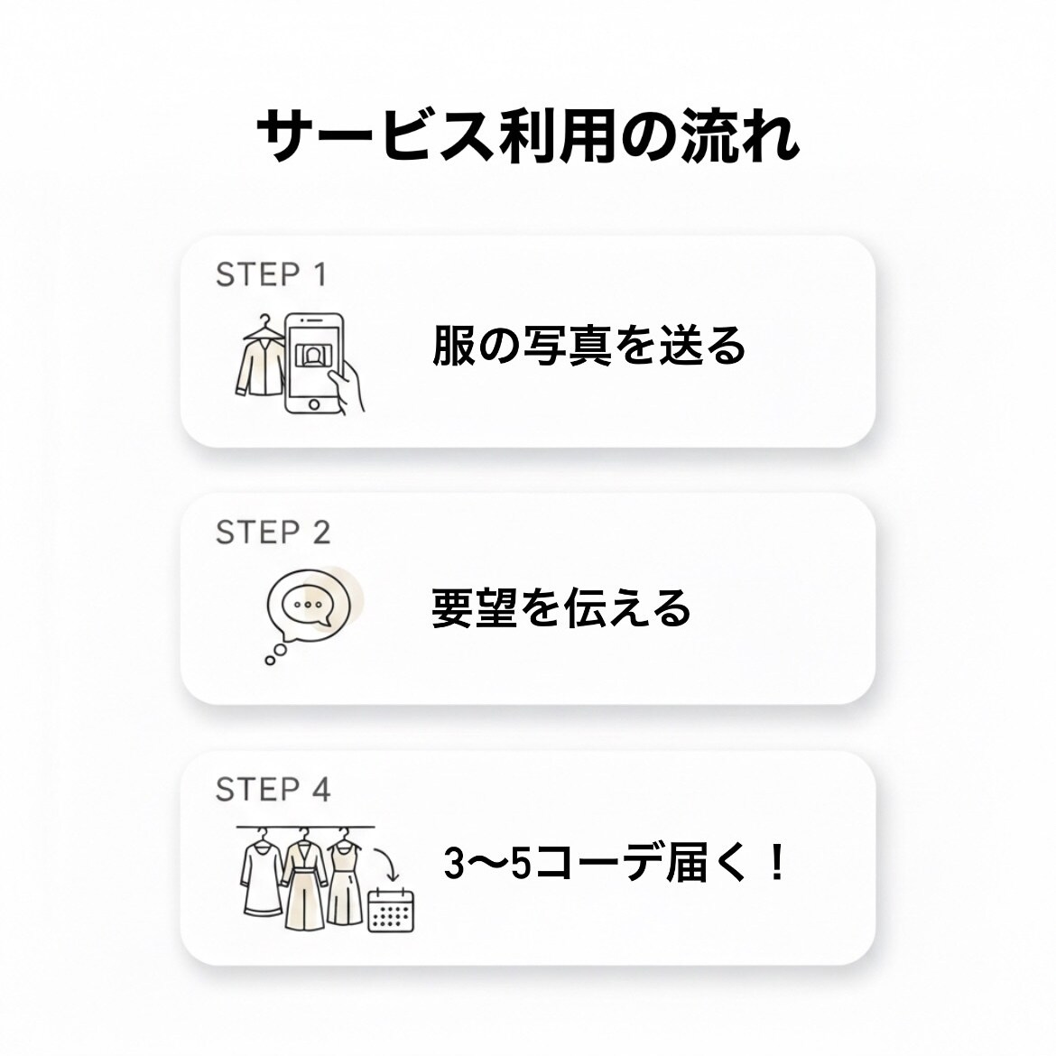 買い物ゼロ！写真送付で理想のコーデを提案します 祝オープン！綺麗め〜ナチュラルまで魅力引出すコーデを限定価格 イメージ3