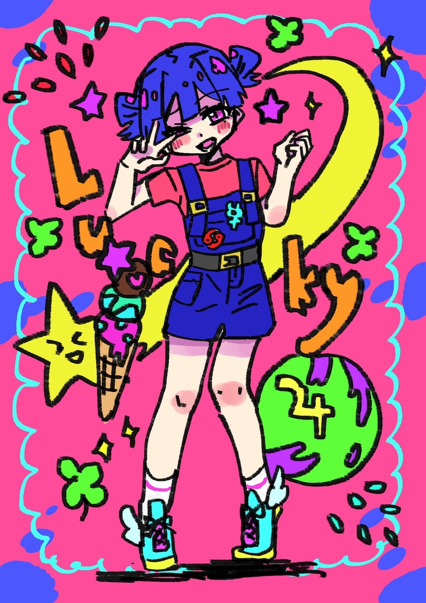 病みかわ・ポップなSNSアイコン描きます 個性派イラスト／カラフルで印象に残る絵柄です イメージ3