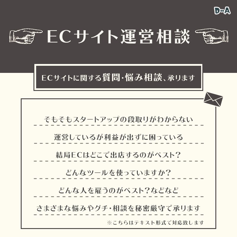 ECサイトに関する質問・悩み相談、承ります スタートアップ・立て直しで差がつく考え方もお教えできます イメージ1