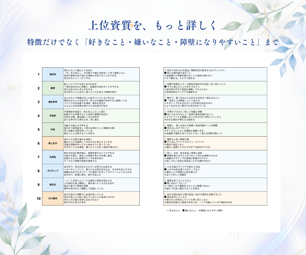 ストレングス34資質から『自分らしさ』を深掘ります 上位資質の掛け合わせまで反映｜あなただけのオリジナルPDF イメージ3