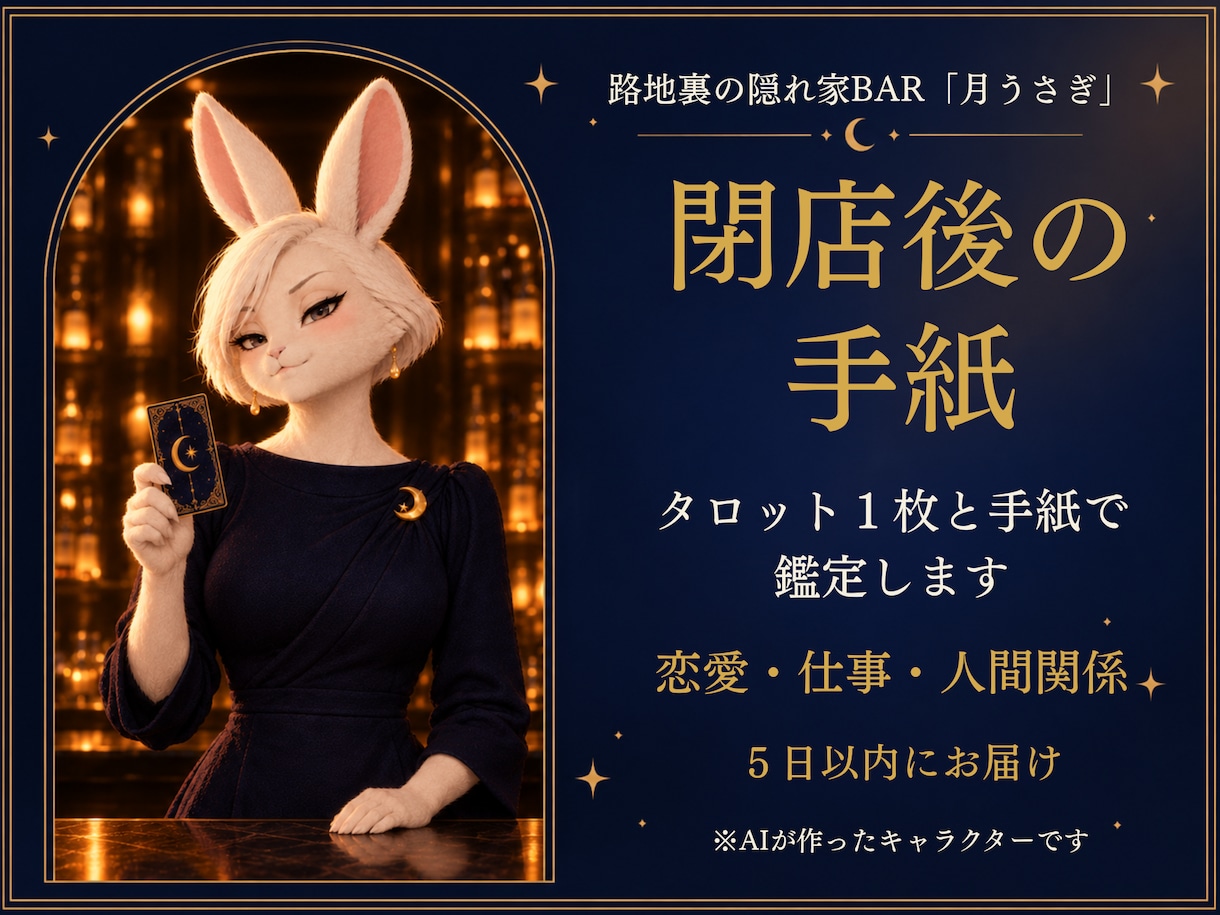 恋愛・仕事・人間関係をタロット1枚で鑑定します 路地裏BARのママが、閉店後の手紙で鑑定します イメージ1