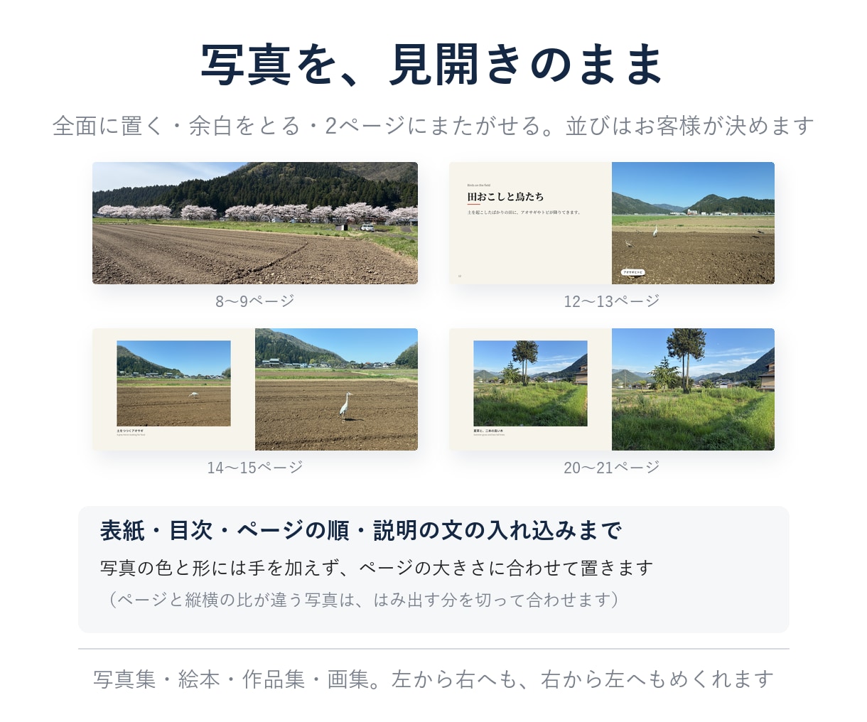 写真集・絵本・作品集をKindleと紙の本にします ページの絵をそのまま本に｜カラーの紙の本も｜通話なし イメージ3
