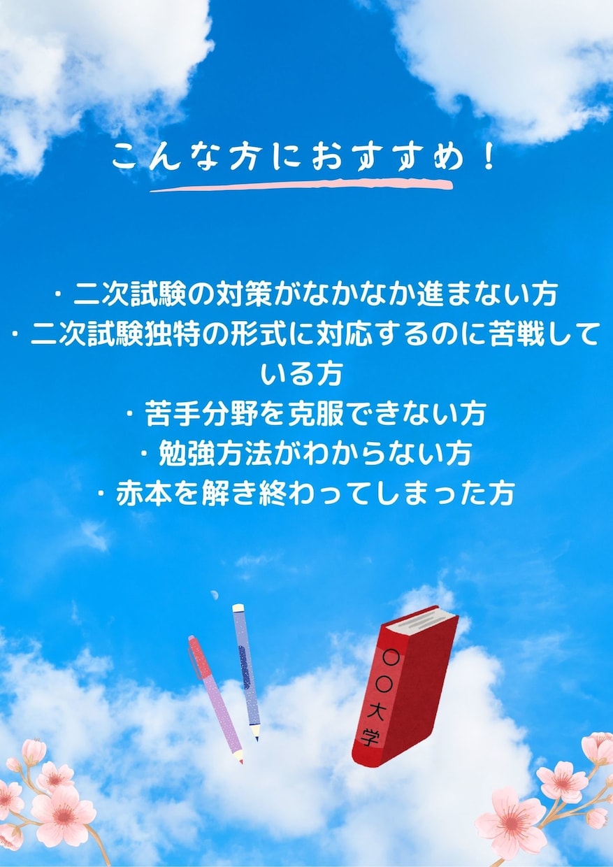 あなただけの英語教材を提供します 私立＆国立大学二次試験に特化したオーダーメイドの対策講座 イメージ4