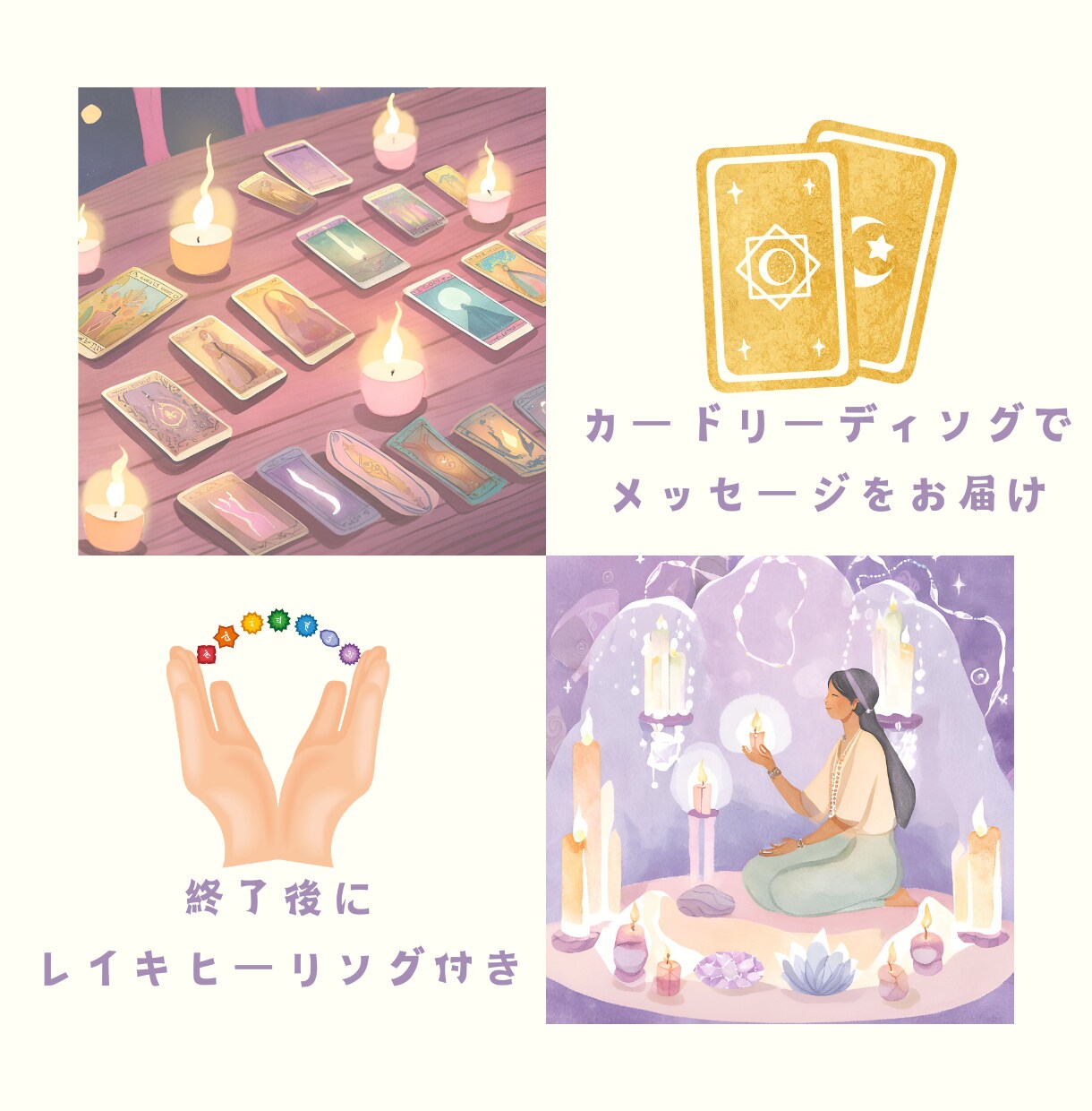 カードリーディングをしながらお悩みを聞きます 癒し効果抜群のヒーリング付き！前向きな気持ちになりたい時に！ イメージ2