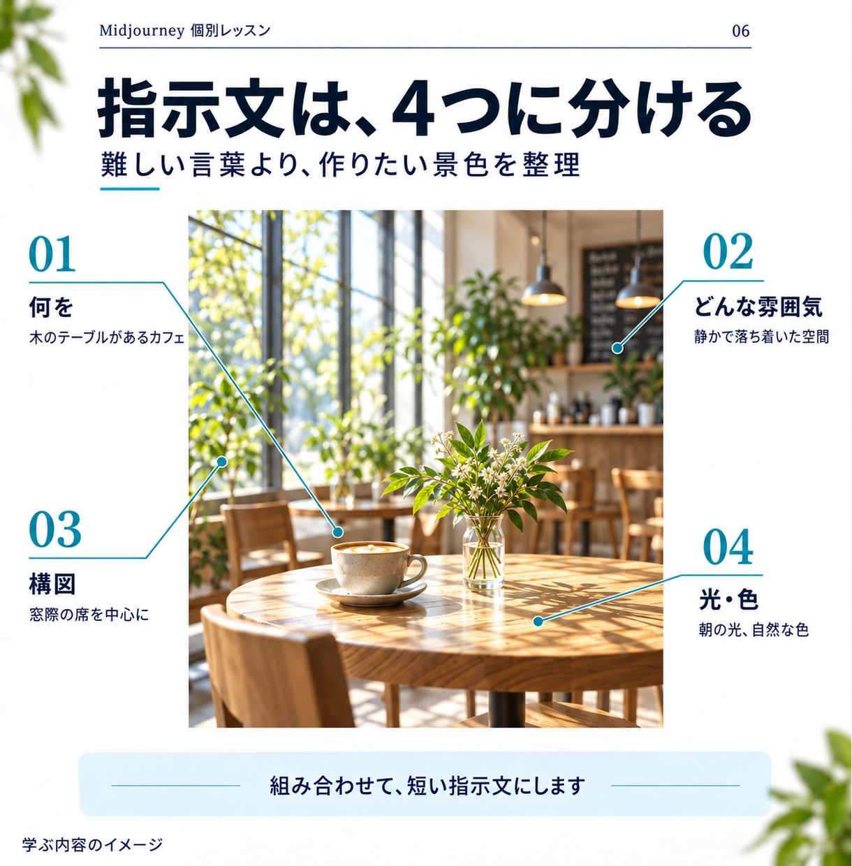 Midjourneyを60分で個別に教えます 作る・直す・保存する｜指示文と復習メモ付き イメージ6