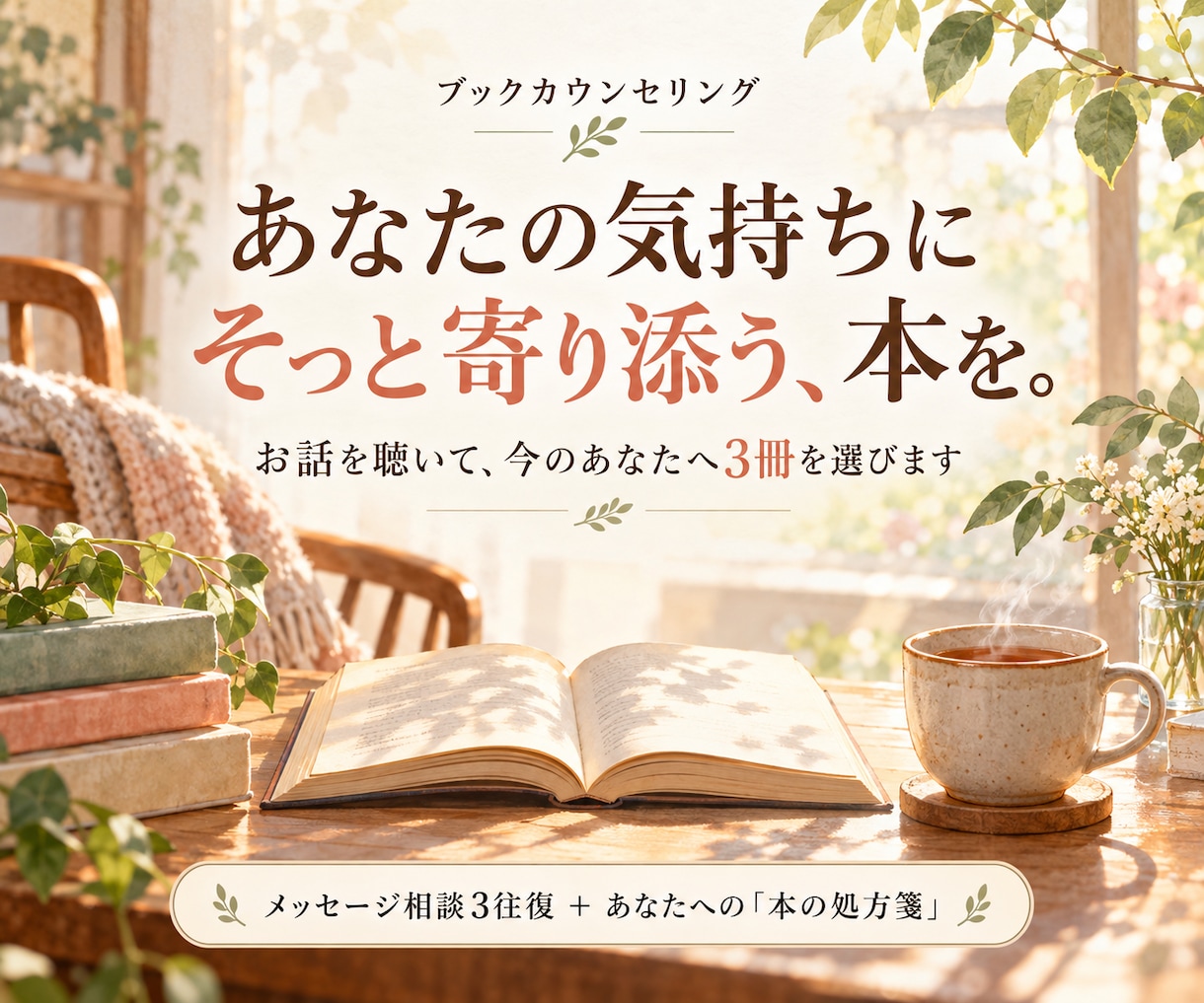 あなたの気持ちに寄り添う本の処方箋をお届けします うまく話せなくても大丈夫。メッセージ3往復と、あなたへの3冊 イメージ1