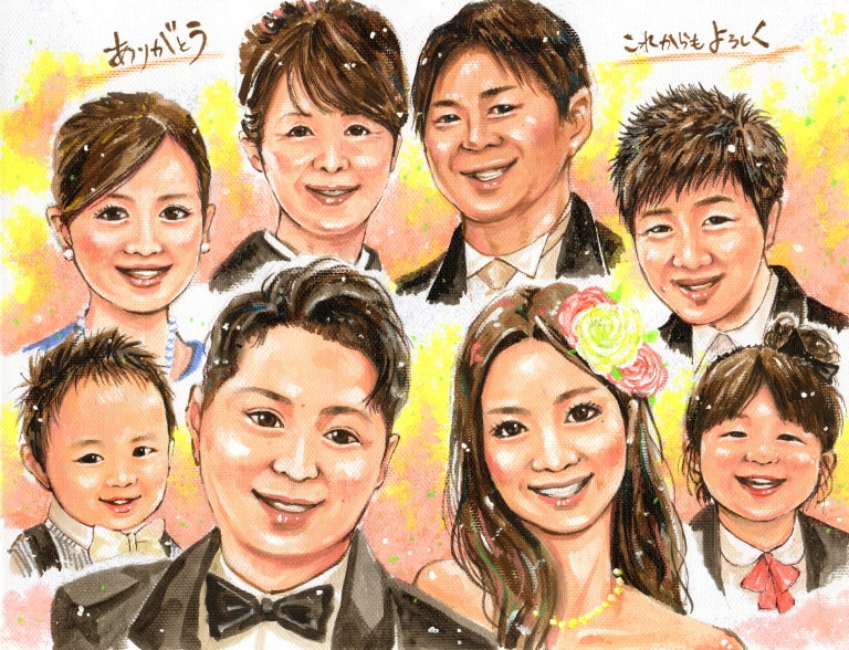 アクリル絵の具で似顔絵お描きします ウェルカムボード、お祝い品などにどうぞ イメージ7
