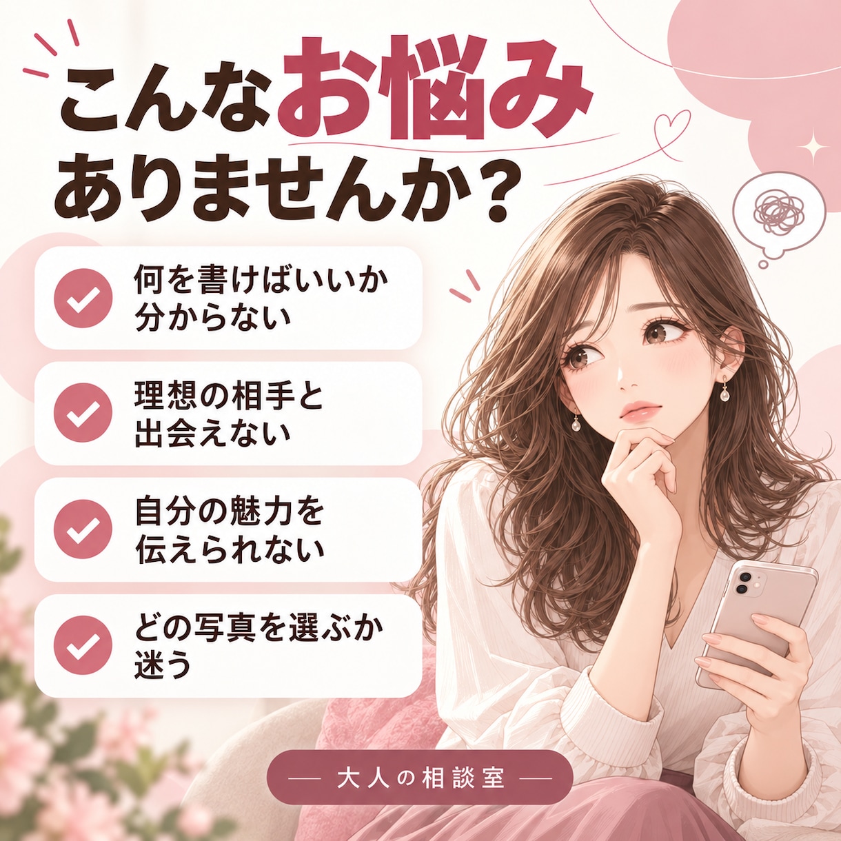 マッチングアプリのプロフィールを一緒に作ります あなたらしさが伝わる、選ばれる自己紹介文に整えます イメージ2