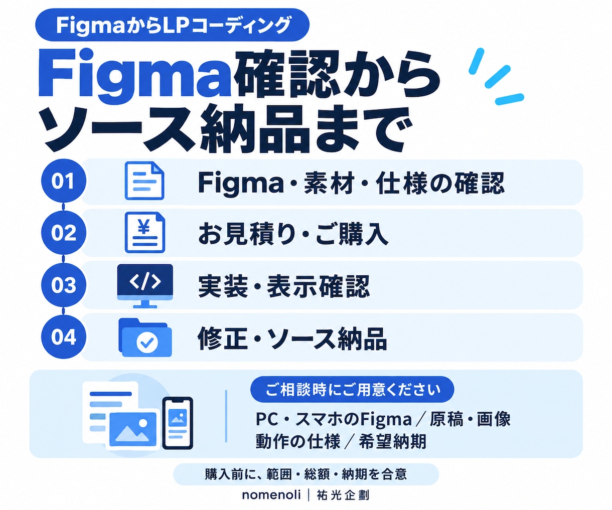 FigmaのLPデザインをコーディングします デザインの意図をくみ取り、PC・スマホに対応 イメージ3