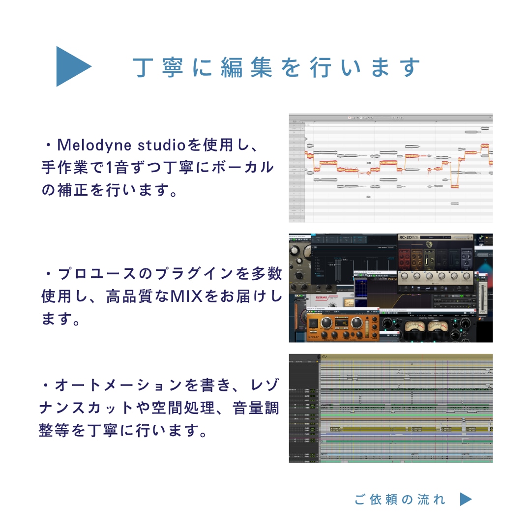 補正・ハモリ生成等込み！歌ってみたMIXを承ります プロが丁寧に編集！あなたの歌声をより輝かせるMIXいたします イメージ2