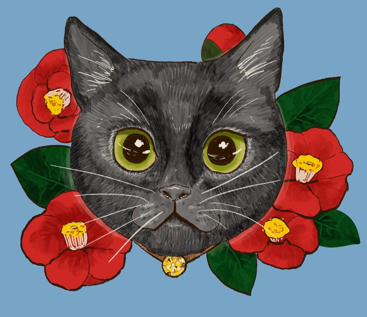 猫ちゃんと誕生花のリアル系イラスト描きます プレゼントやSNSのアイコンにどうぞ。 イメージ3