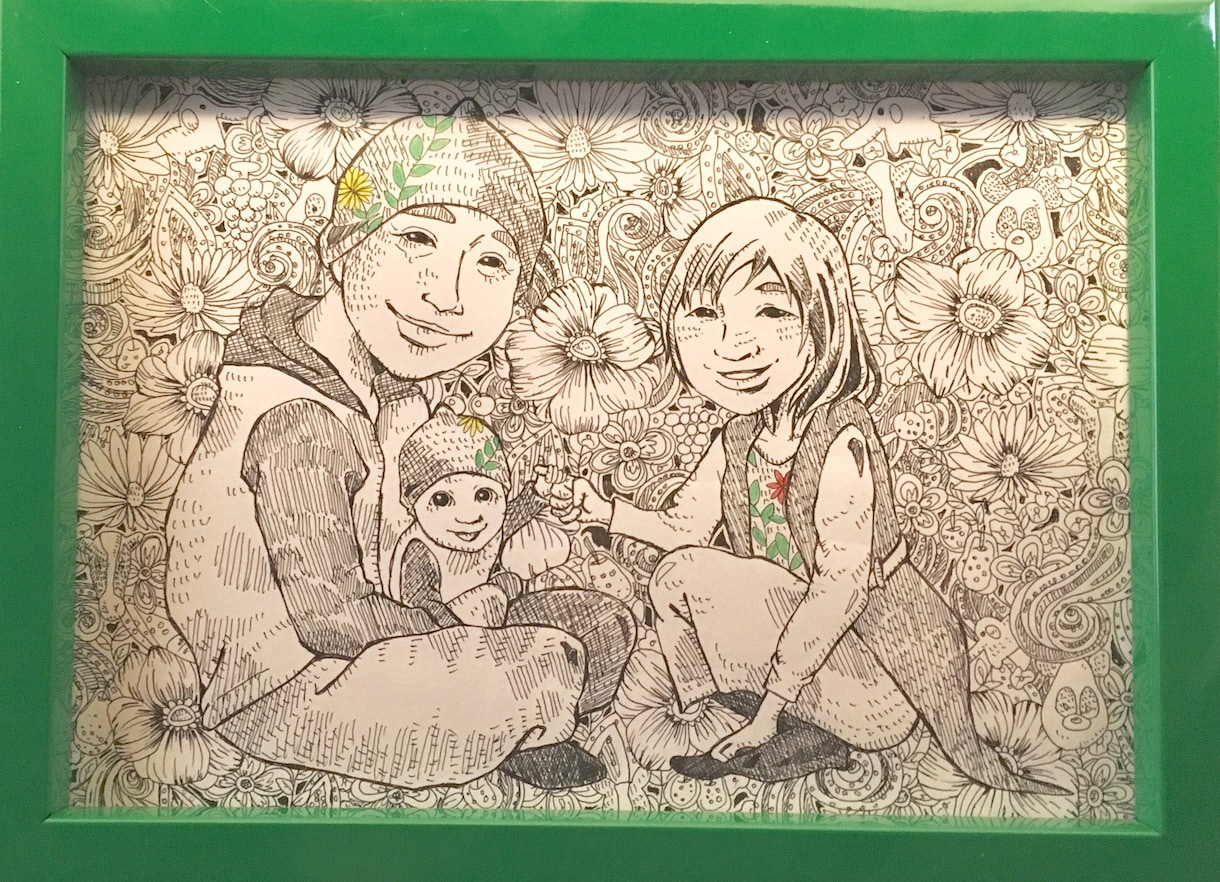 A5サイズのコンパクトな似顔絵描きます 【現物のみ】インテリアに馴染みやすい似顔絵です！額あり イメージ2