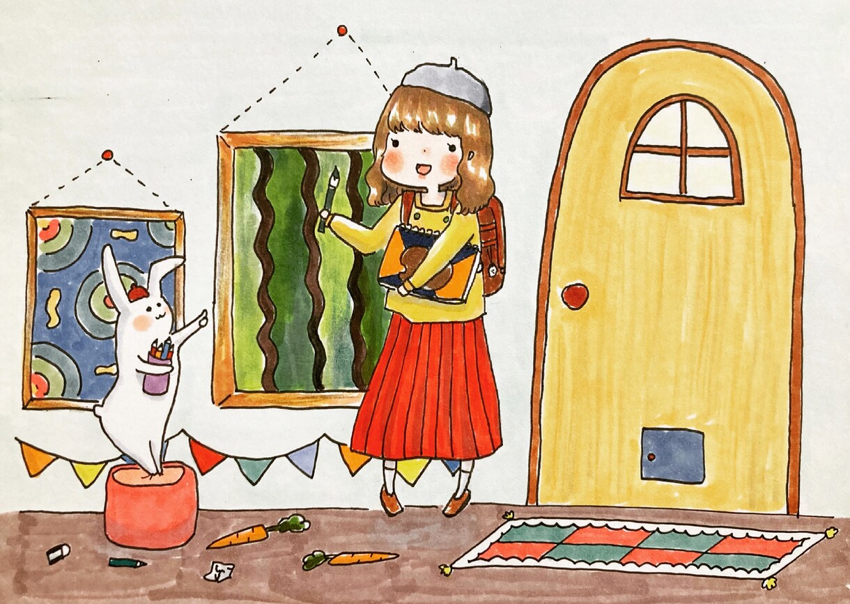 部屋に飾る額縁付きのイラストを販売しています ゆるくて可愛い絵が好きな方、玄関などに飾りたい人にオススメ イメージ3