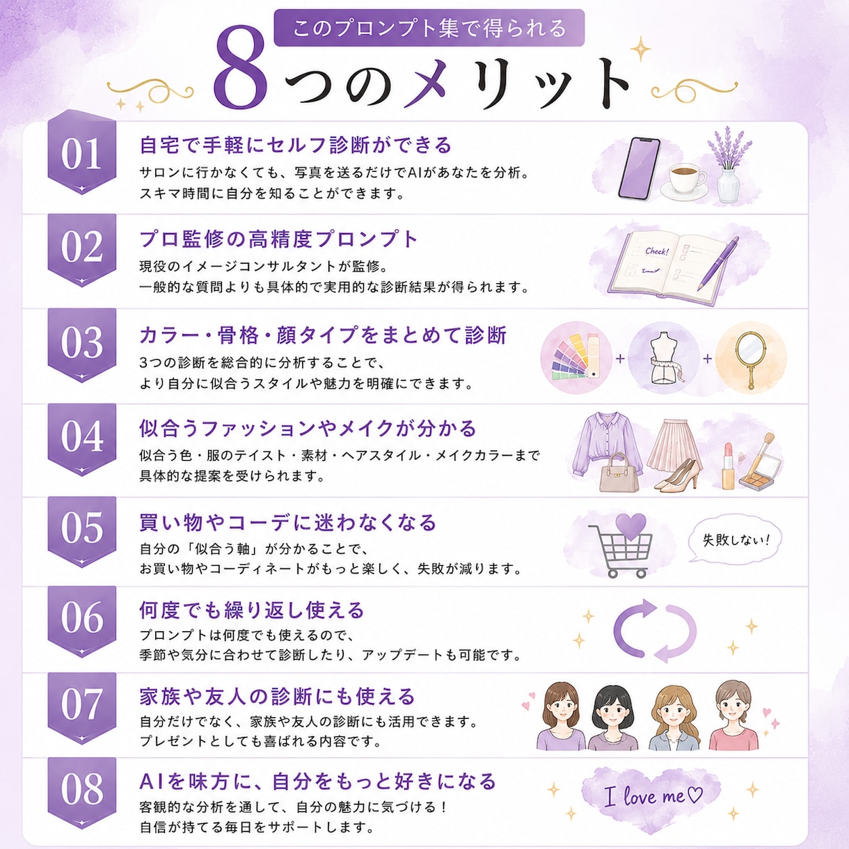 ChatGPT×セルフ診断！プロンプト集販売します プロ監修❤カラー/骨格/顔タイプ診断が自分で簡単に出来る★ イメージ7