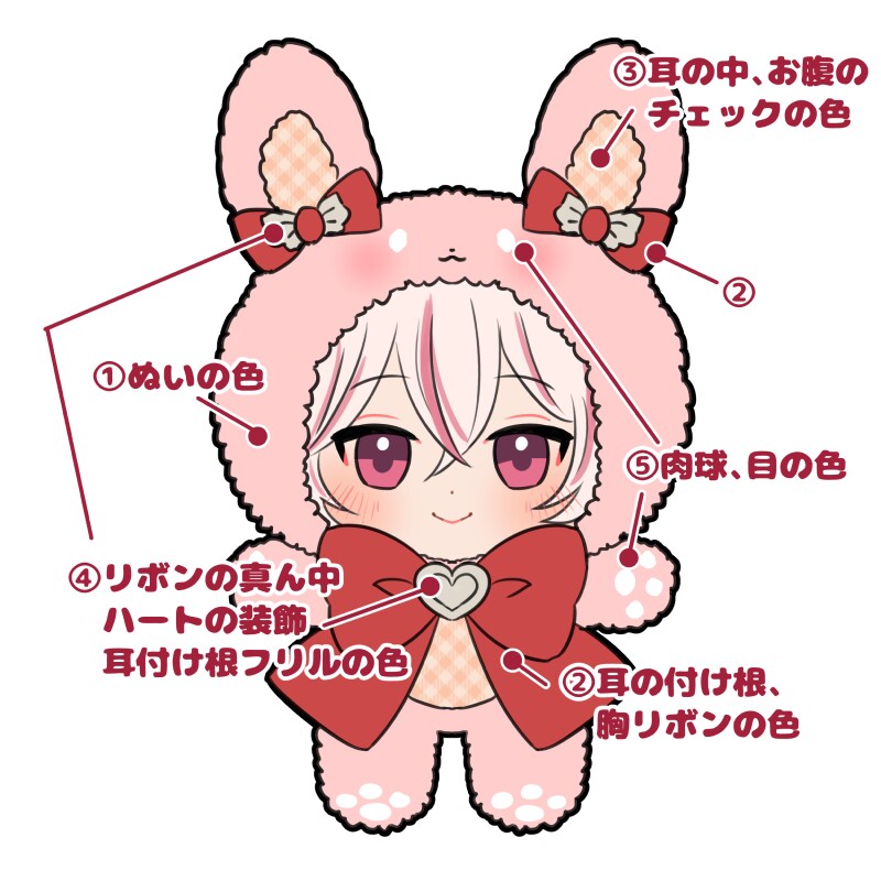 最短3日！商用可能！うさぬい描きます リテイク可能！2人目500円！アクセ追加のオプションなし！ イメージ3