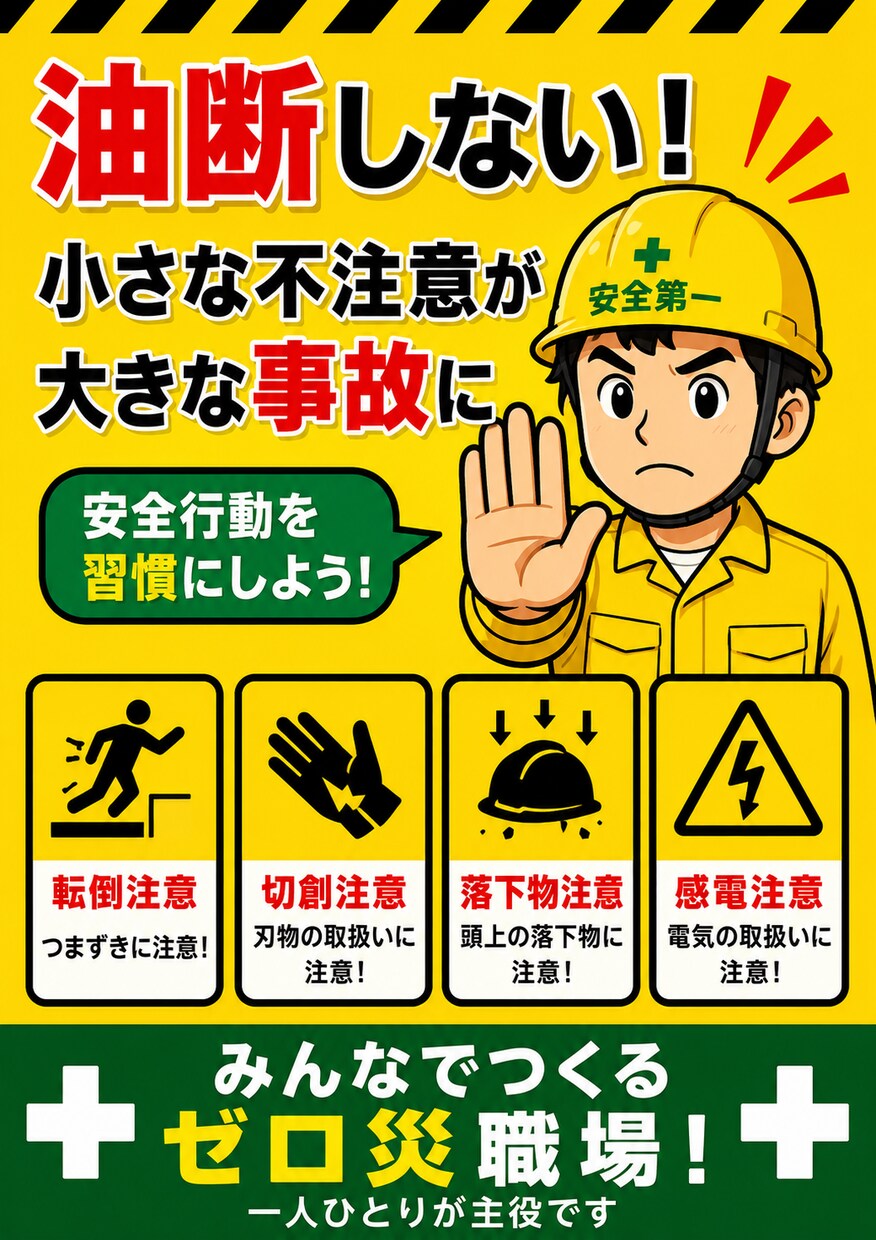 安全標語・注意喚起ポスターを3枚セットで制作します 職場の安全意識を高めるポスターを制作します イメージ3