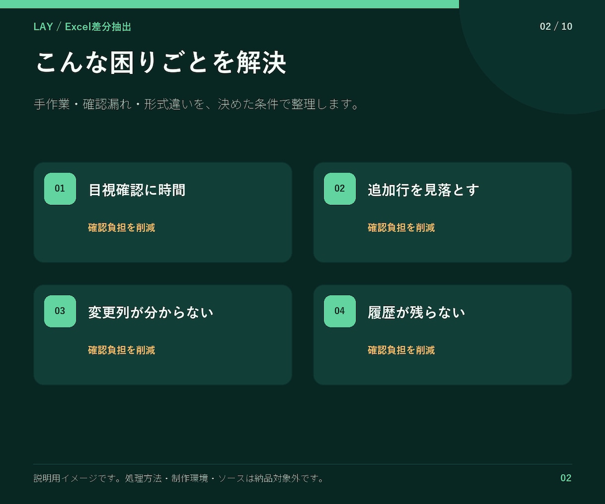 2つの表を比較して差分を一覧化します 追加・削除・変更を元行つきで整理 イメージ2