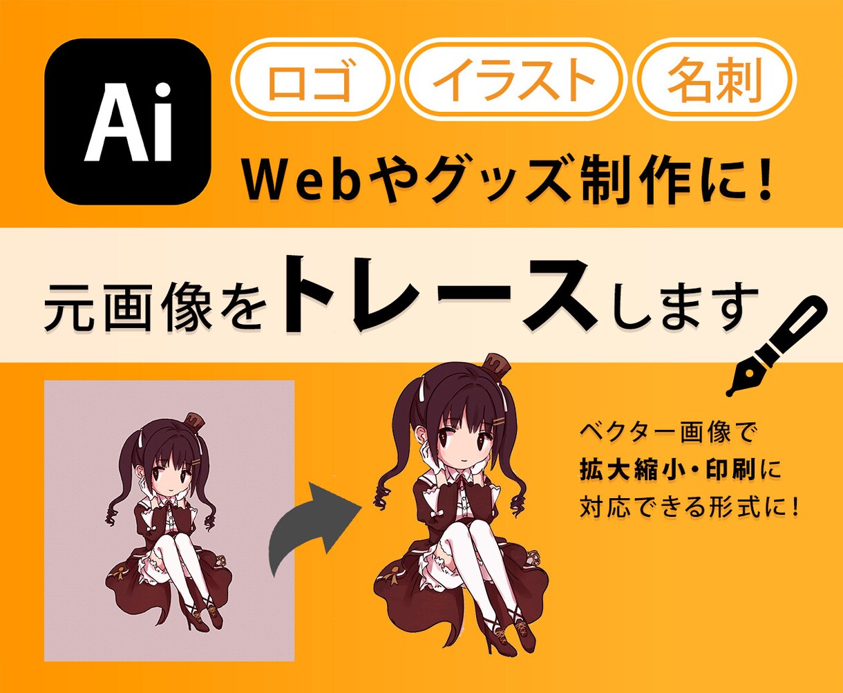 画像をトレース・データ化します イラストレーターを使用して画像をデータ化します イメージ1