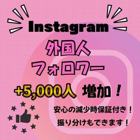インスタのフォロワーを+5,000人増やします Instagram 多国籍 フォロワー 減少無し イメージ1