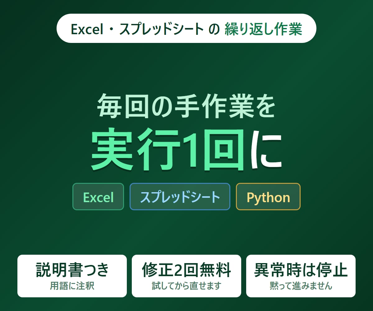 Excel・スプレッドシートを自動化します Excel VBA・GAS・Pythonで自動化します イメージ1
