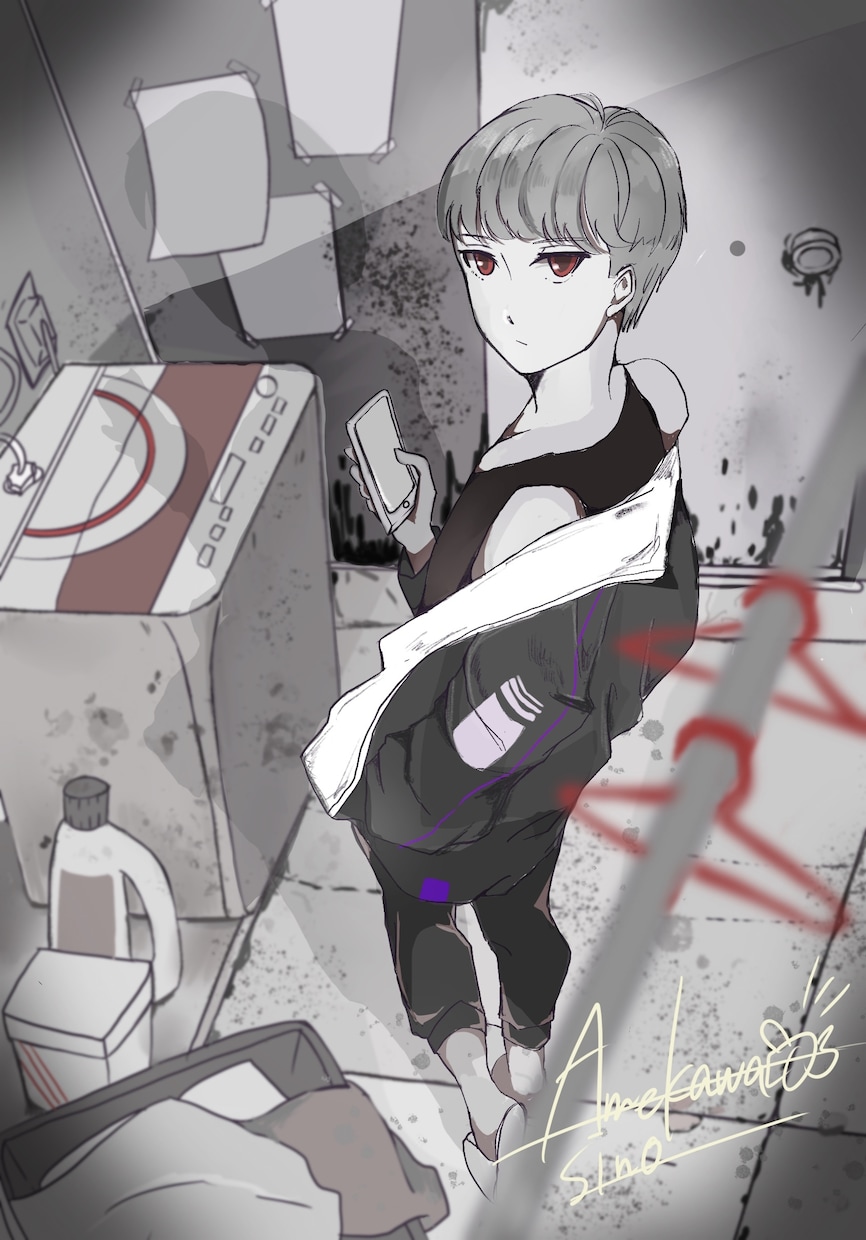 ボカロPV、CDジャケット用の一枚絵描きます 白黒＋差し色イラストでレトロなイラストいかがですか？ イメージ2