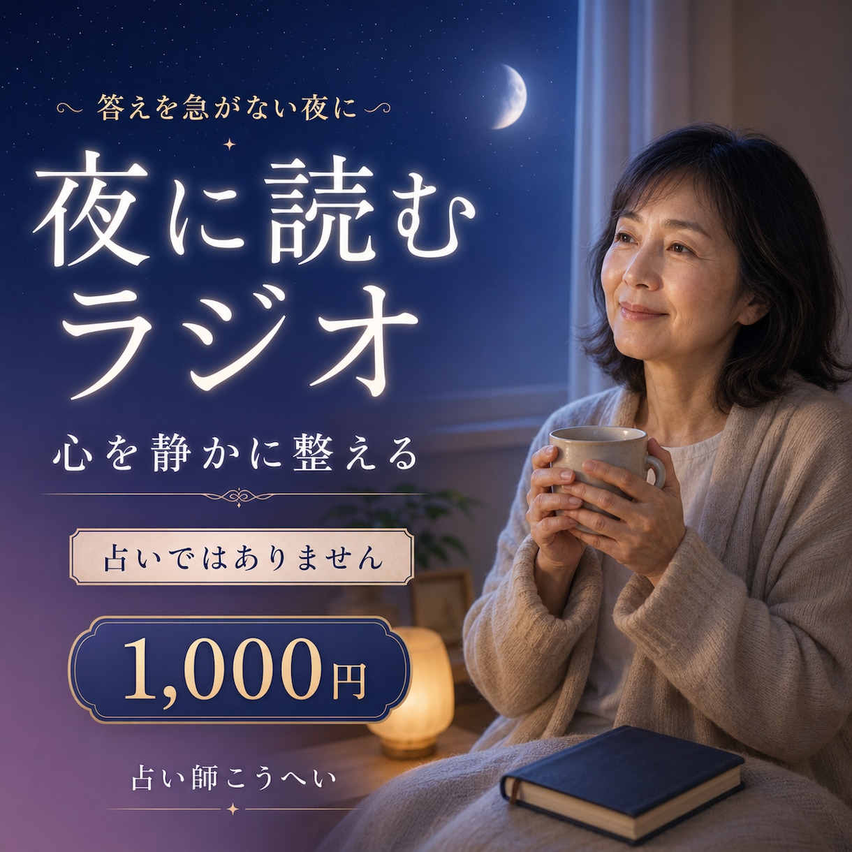 夜に読むラジオ 答えを出さず今の心を静かに整えます 占いではありません。心を整えるサービスです。 イメージ1