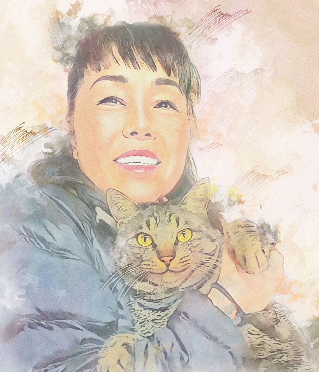 写真から精密模写し、リアル水彩画風似顔絵を作ります ウェルカムボード,記念日にオシャレかわいい&かっこいい絵を！ イメージ10