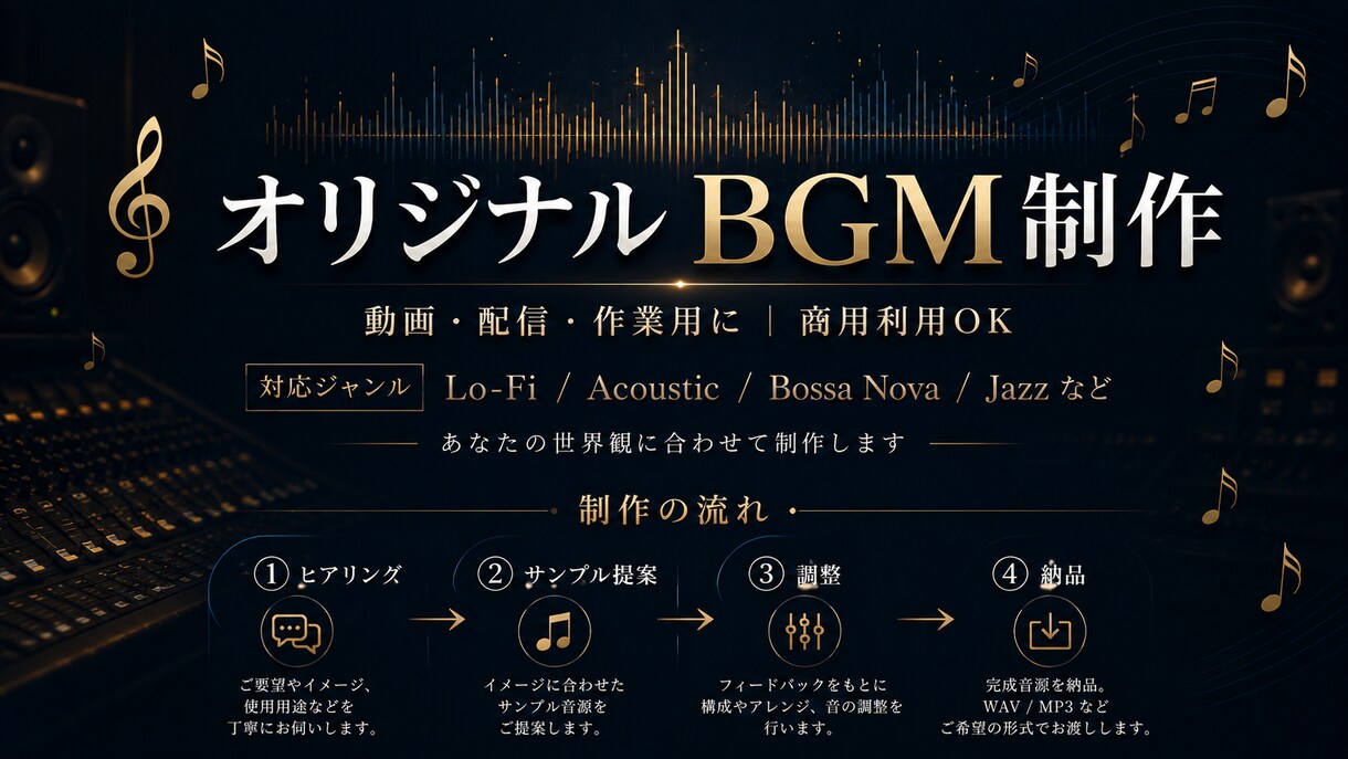 動画・配信用のオリジナルBGMを制作します BGM系YouTube運営者｜動画に合う一曲をお作りします イメージ3