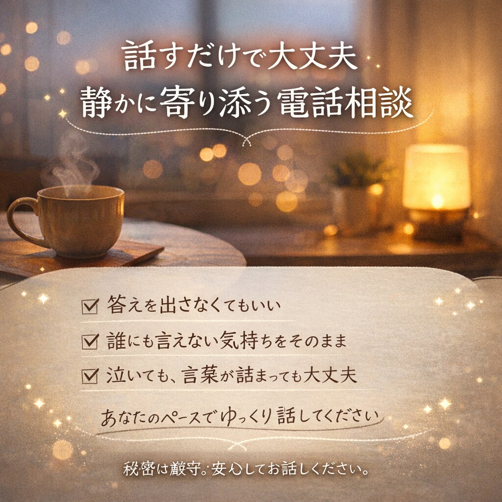 答えを出さなくて大丈夫｜ただ話を聞く相談室します 大丈夫な自分になれる癒しの場所 イメージ1