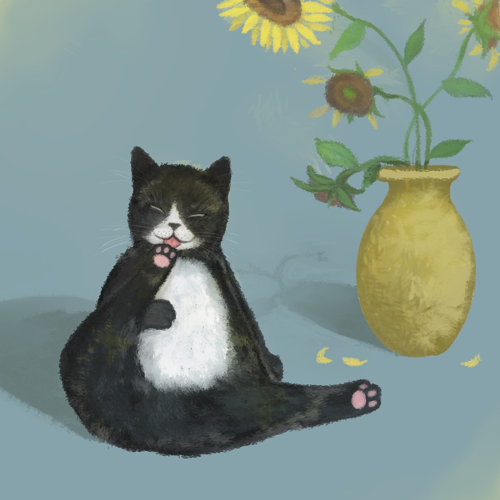 ペットの似顔絵、お好みのイラスト描きます 花と猫のマッチしたイラストはいかがですか？ イメージ7