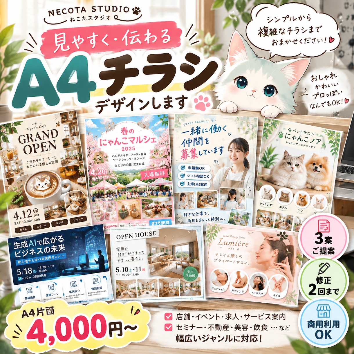 見やすく伝わるチラシを作成します 店舗・求人・イベント・福祉など幅広く対応 イメージ1