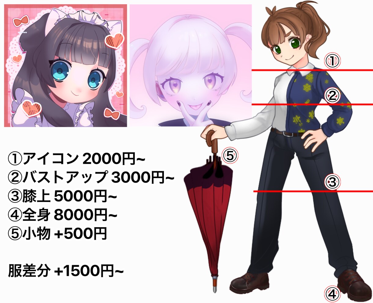 立ち絵、SDキャラ、アイコン作成します 表情差分はパーツ分けをした状態で納品いたします イメージ3