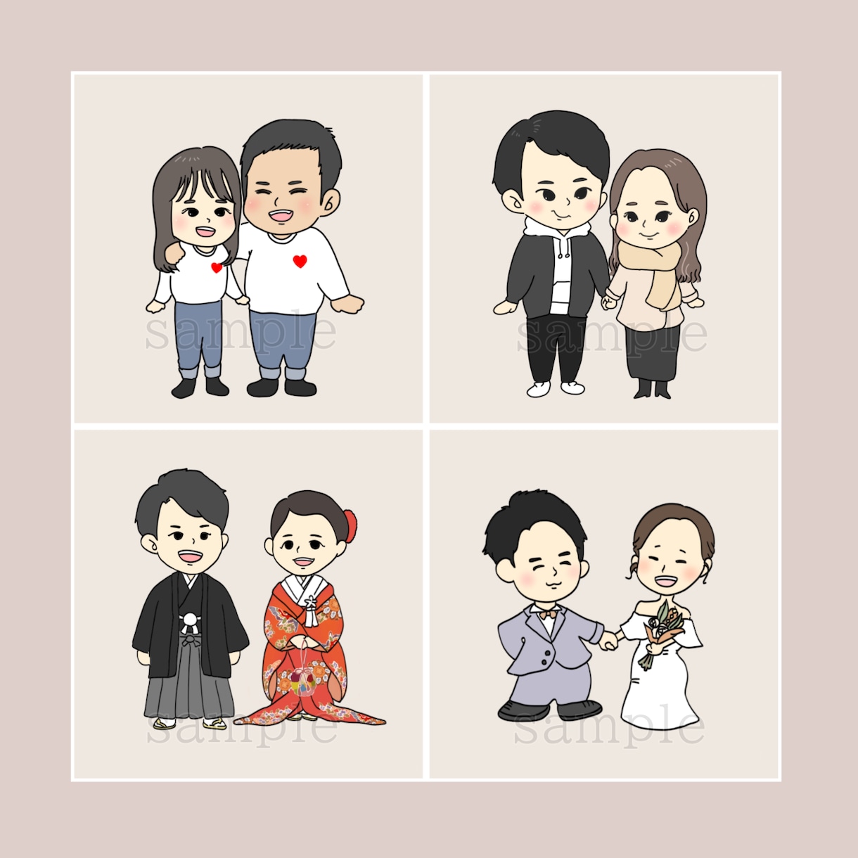 可愛い似顔絵のウェルカムボード/証明書を作ります 結婚式、記念日、思い出の写真を使ってシンプルに仕上げます♩ イメージ5