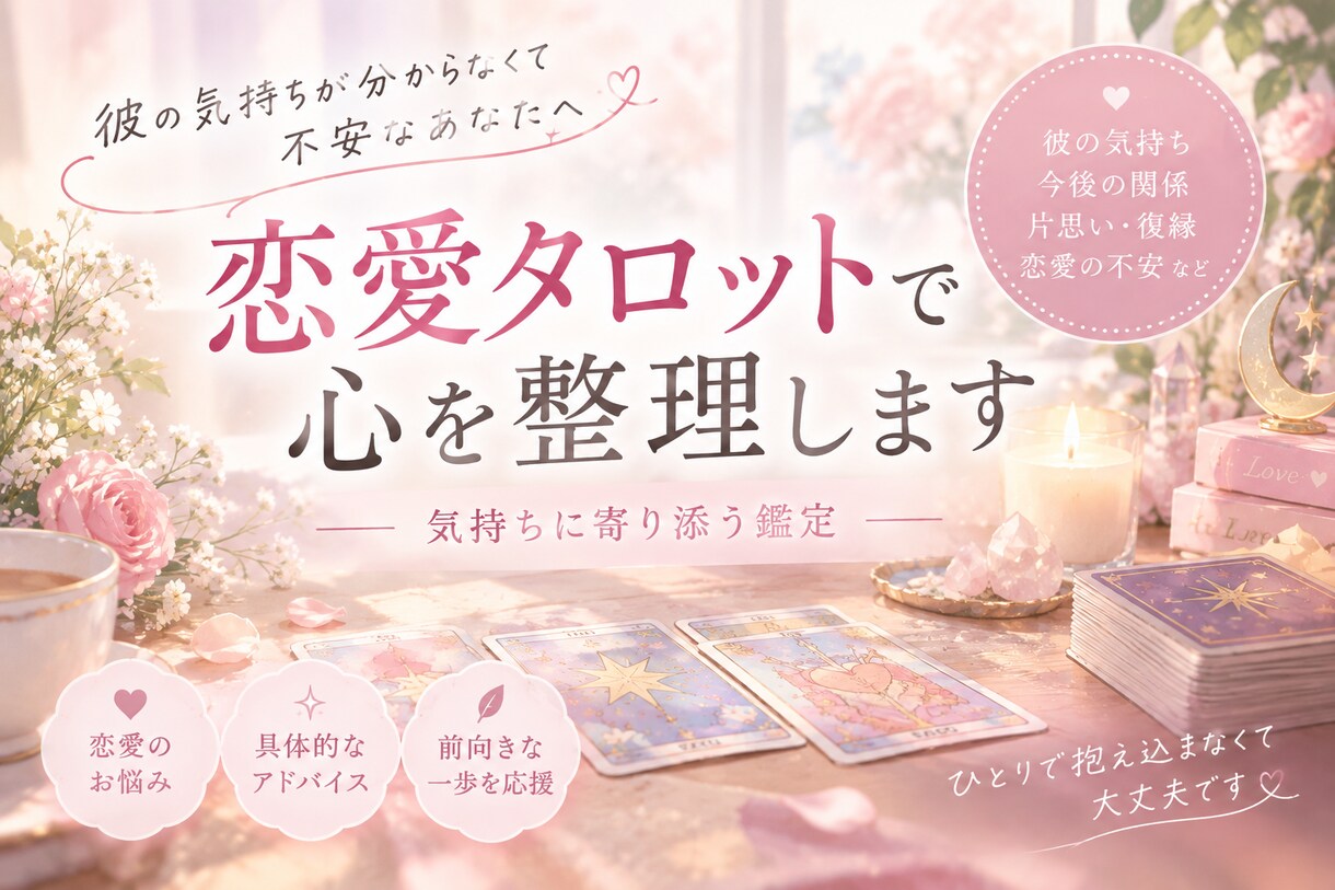 恋愛タロットで心を整理します 彼を信じたいのに不安なあなたに寄り添います イメージ1