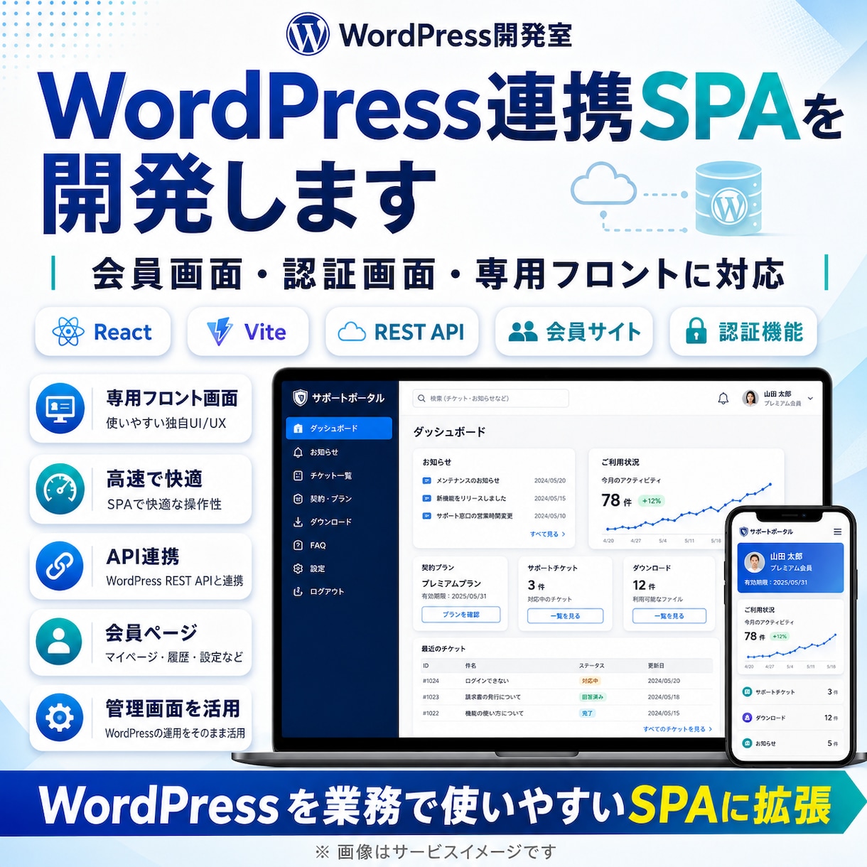 WordPressでSPAを開発します React/Viteで専用フロント画面を構築します イメージ1