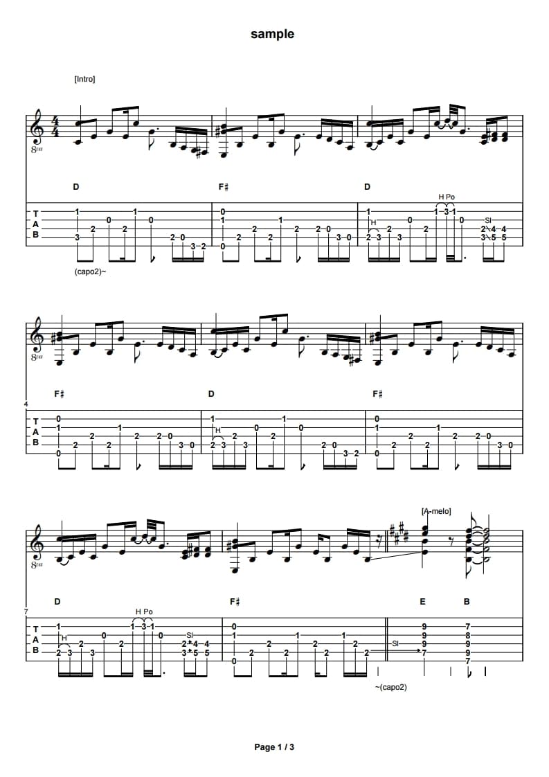 弾きたい曲のギターパートのTAB譜作成いたします ギターは弾けるけど耳コピ無理な方へ。キー変更もＯＫです！ イメージ3