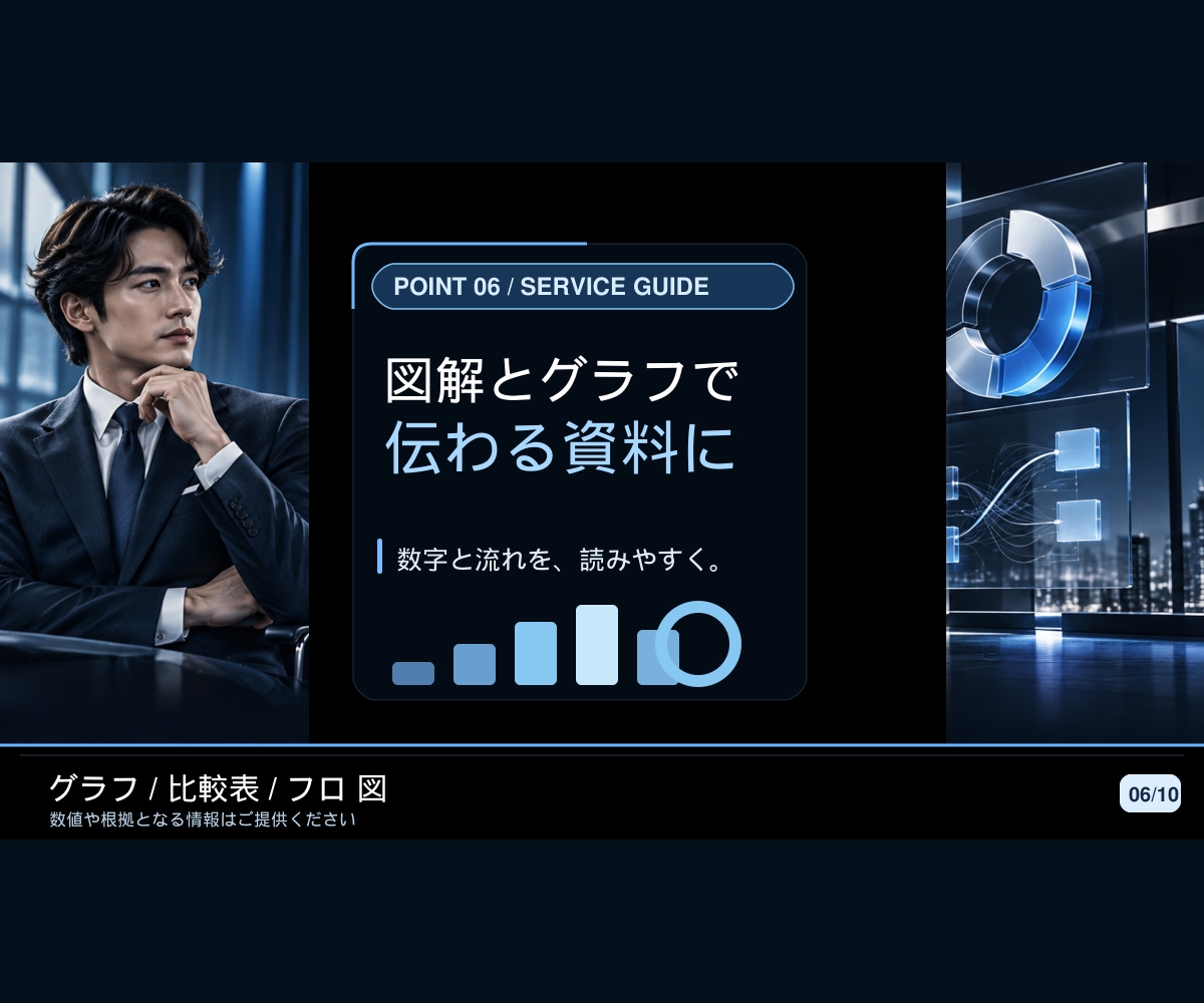 どんな事業のスライド・サービス紹介資料も作成します 表紙込み5ページ。事業の魅力を見やすい資料に イメージ6