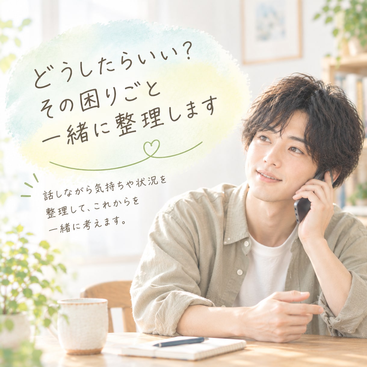 どうしたらいい？その困りごと一緒に整理します 話しながら気持ちや状況を整理して、これからを一緒に考えます イメージ1