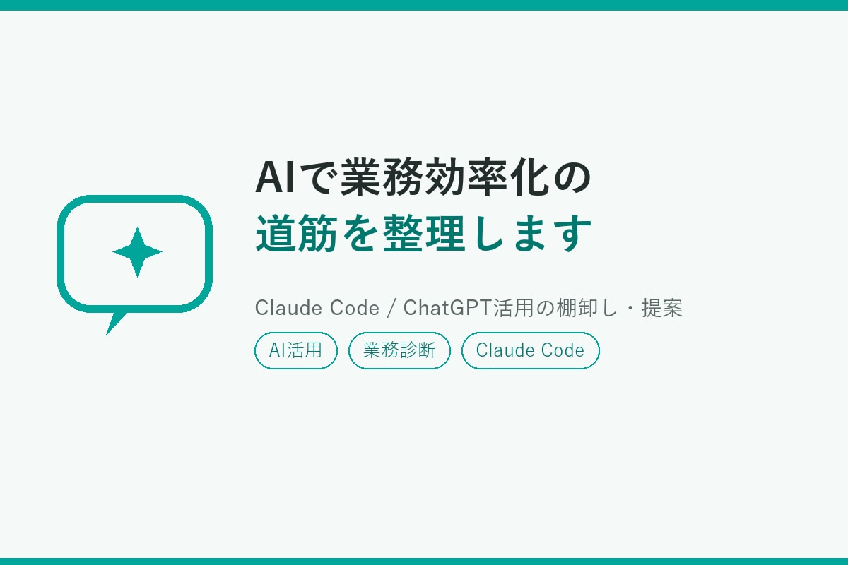 AIで業務効率化の道筋を整理します 何から始めればいいか、AI活用の一歩を一緒に整理します イメージ1