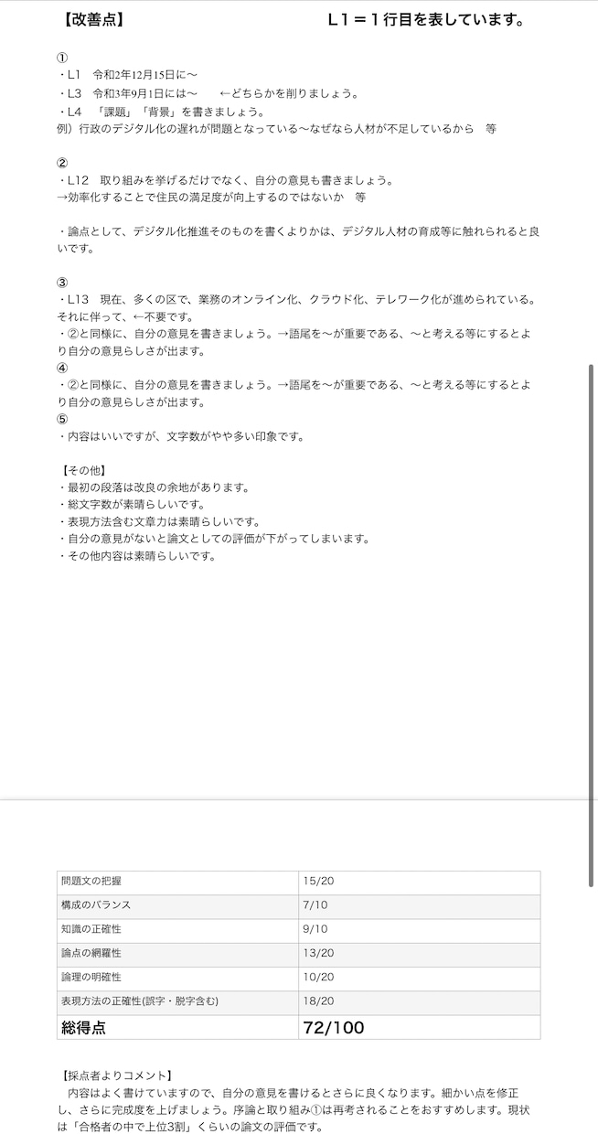特別区I類の論文添削します 元特別区職員の目線で的確にアドバイス致します イメージ2