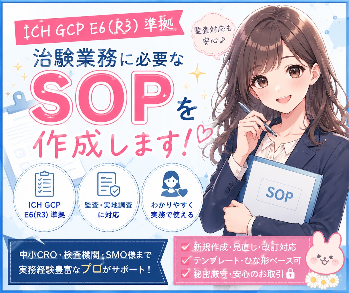 ICH-SOP E6(R3)対応SOP作ります 業界最速納品!サムネのSOPなら即納可能!監査耐性あり イメージ1