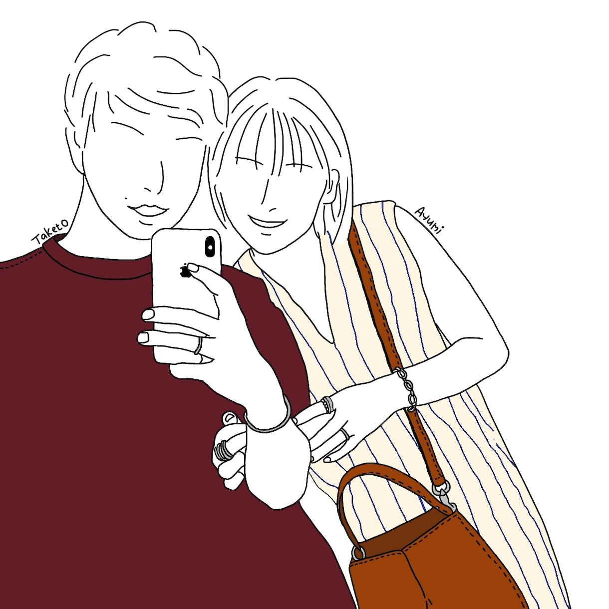 お洒落なカップルイラスト描きます ✳︎SNSなどに使えるカップル(お友達)イラストを作成✳︎ イメージ1